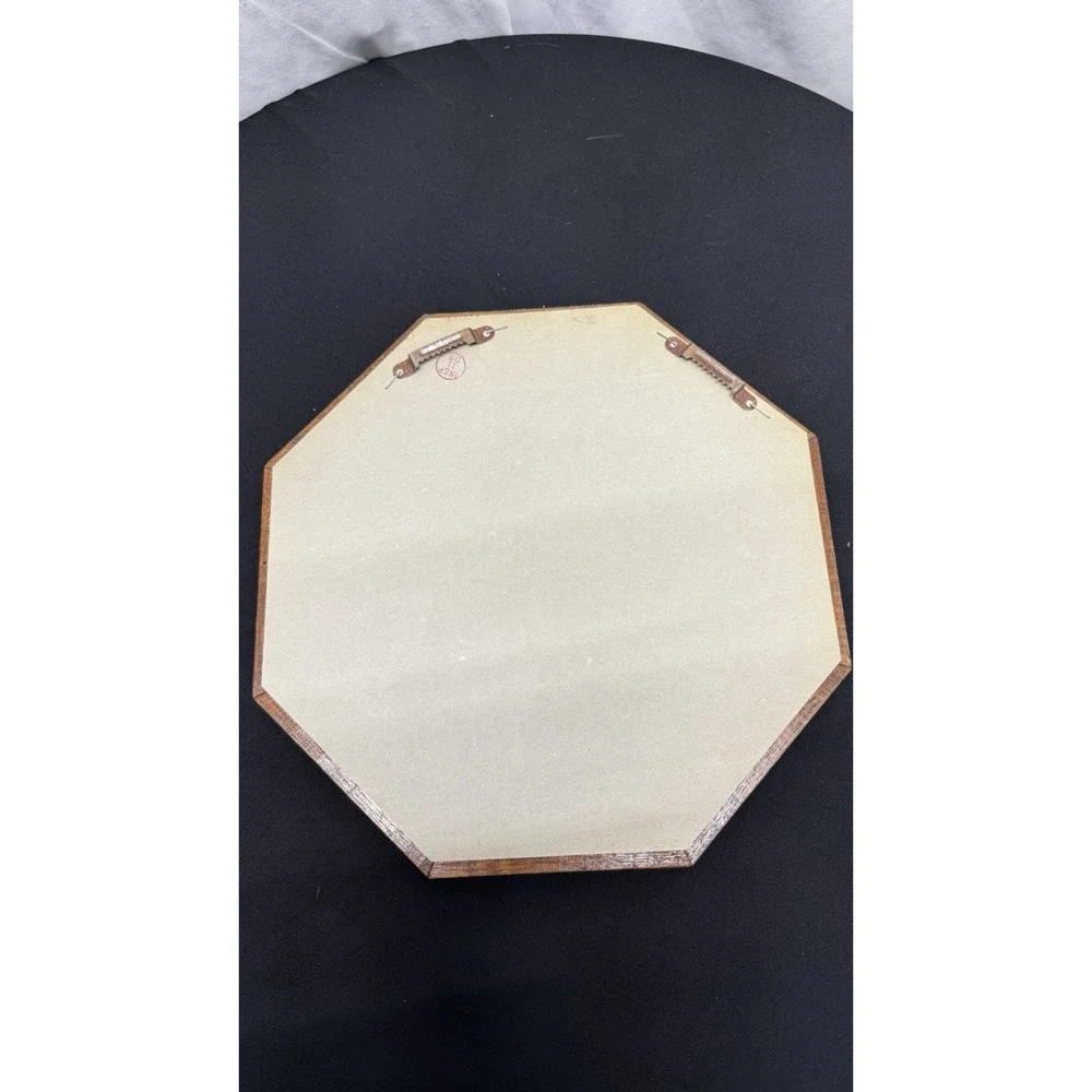 Vtg Octagon Wooden‎ Frame ACCENT Mirror MCM Wall Mount~Retro Decor